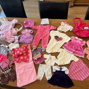 Various doll clothes & doll accessories